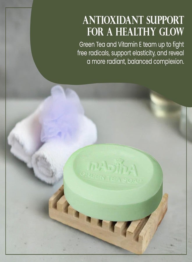 Madina Green Tea & Vitamin E Soap Bar – Antioxidant, Moisturizing, Hydrating, Skin Rejuvenating, Gentle Daily Cleanser, Vegetable-Based, For All Skin Types, 6 Pack (3.5 oz Each) - Image 5